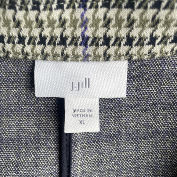 J JILL Women Jacket XL Houndstooth Preppy Old Money Knit Blazer Corporate Office - Picture 2 of 7